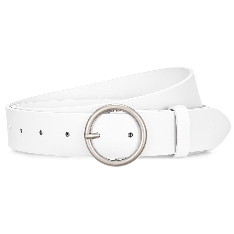 SUOSDEY Fashion Women Leather Belt for Dresses Jeans Pants With Classic Round Buckle - Image 1